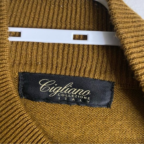 Cigliano Collezione Italy Men's Camel Color Block 1/4 Zip Pullover - Picture 5 of 9